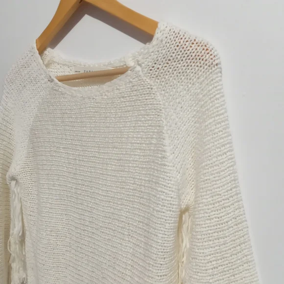 Zara M Knit Fringe Sleeves Sweater - Picture 7 of 9